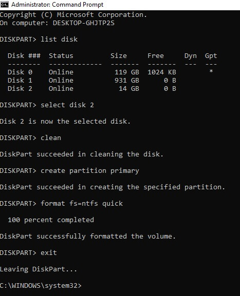 Festplatte auf NTFS formatieren 2