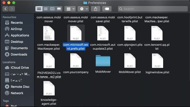 microsoft office for mac - delete preferences
