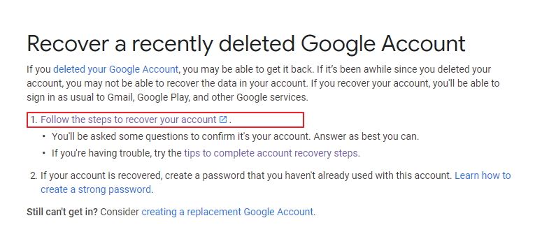 gmail recovery change