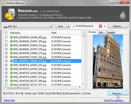 recuva android pc