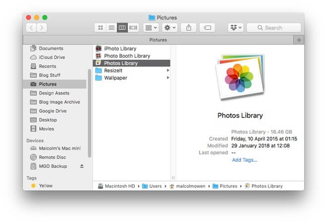 Mac unable to transfer iphoto library to external harddrive