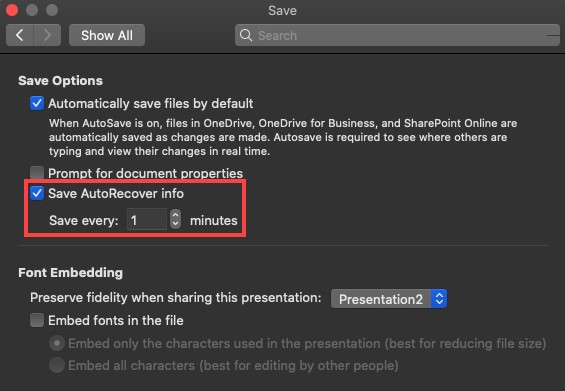 powerpoint for mac recover file after install