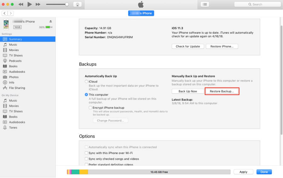 transferir datos con iTunes