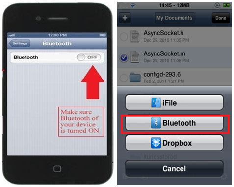 bluetooth file transfer iphone