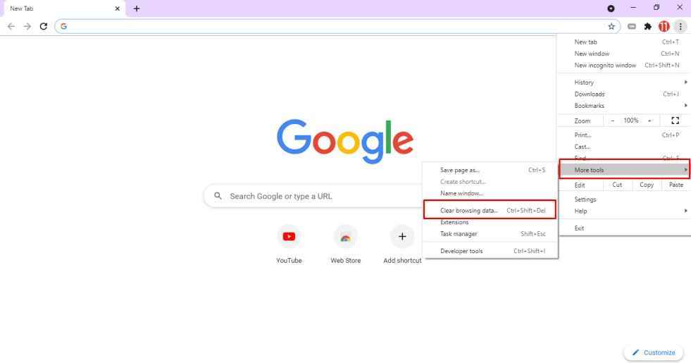 click google browsing data