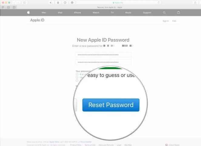 reset password