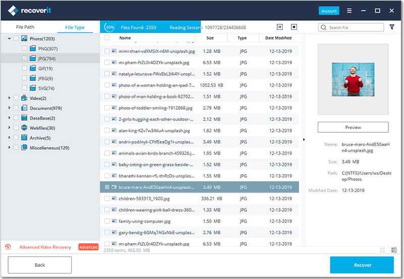 file type and path