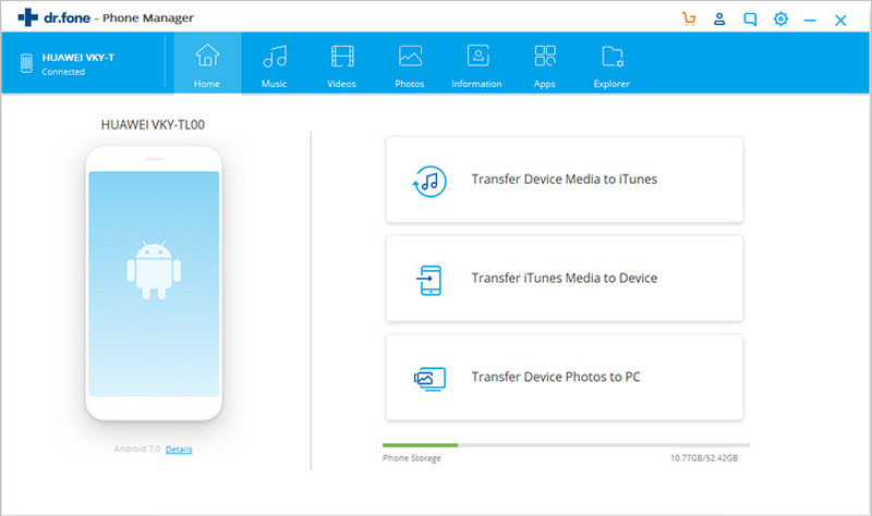 android transfer step 1 - connect device