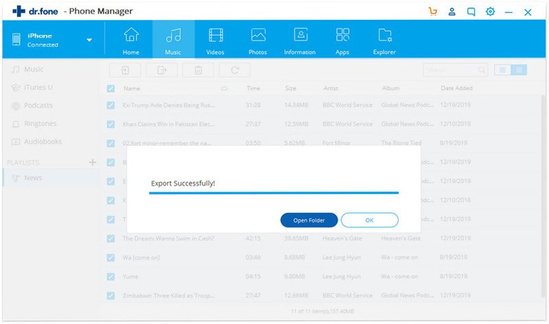 iphone transfer step 3 - transfer file