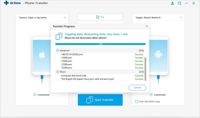 phone transfer step 3 - transfer data