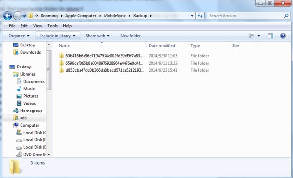 phoneview folder under mobilesync