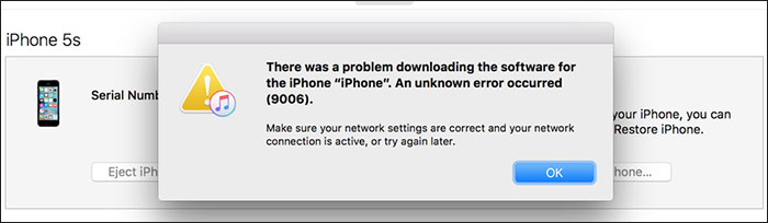 apple itunes download error 9006