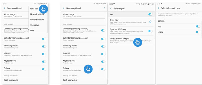detailed steps of backup samsung photos with cloud service
