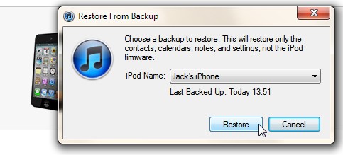 restore backup data to iphone 7