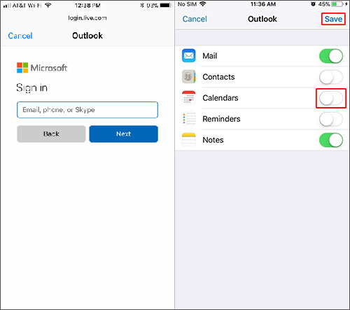 how to sync calendar in outlook 2016 with iphone 4