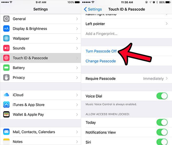 how to remove a password from iphone 7