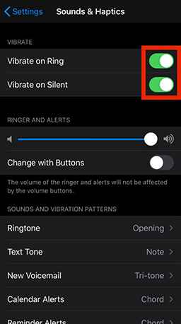 vibrate on ring